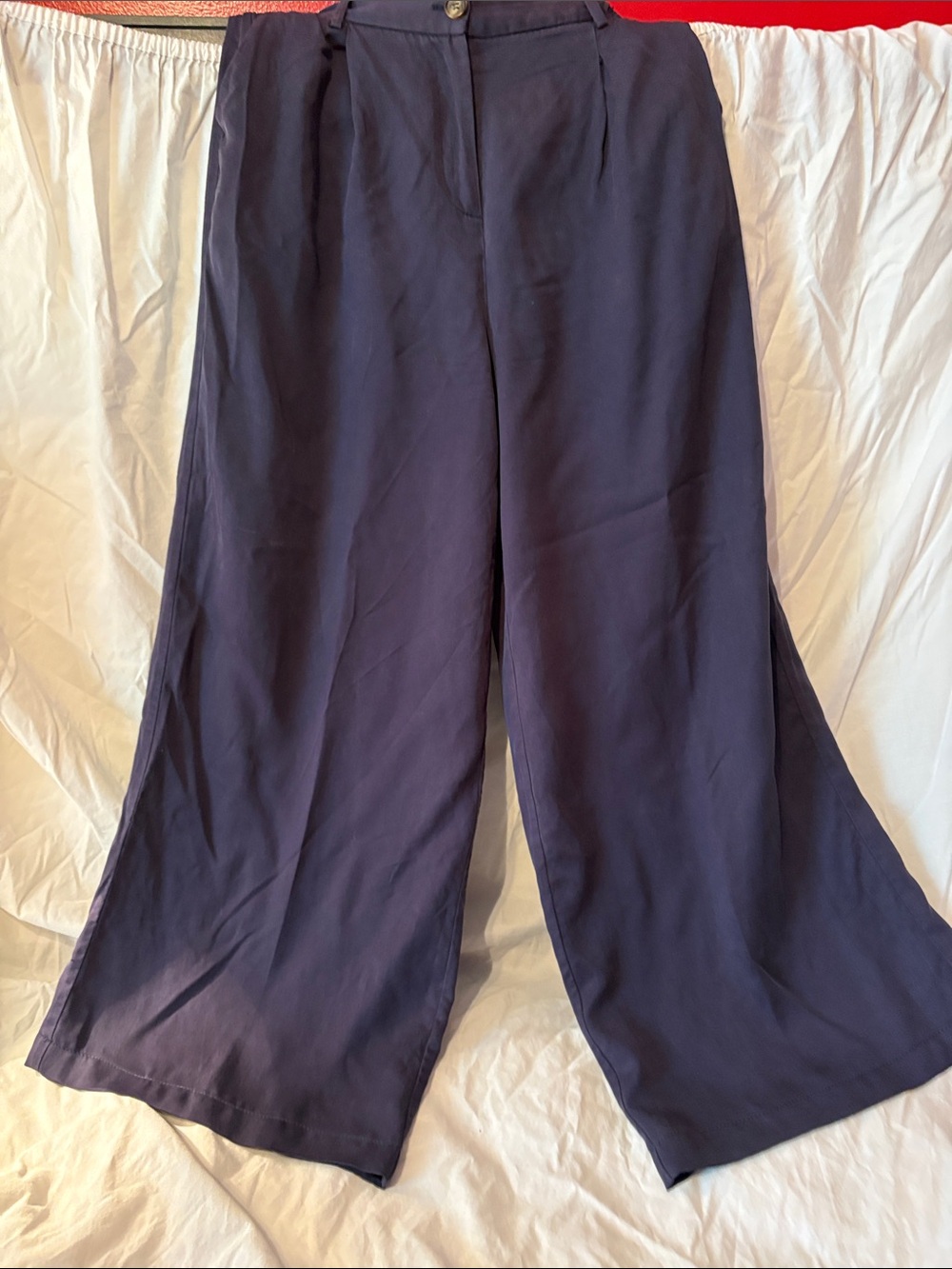 FRNCH Dark Blue Wide-Leg Trousers